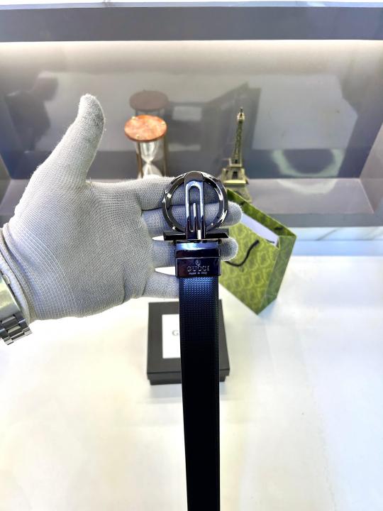 Gucc_i Glossy Black Belt Fa 424