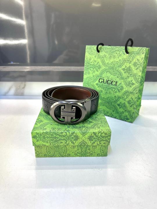Gucc_i Black Grey Belt Auto Lock Fa 334