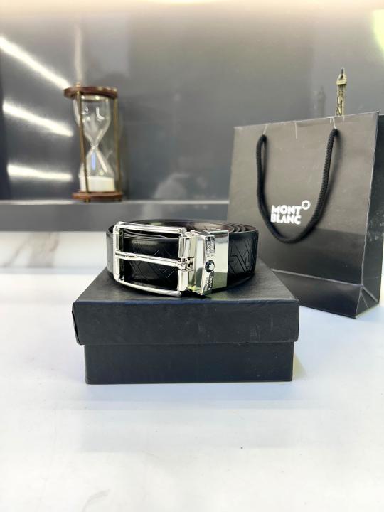 Mont_Blanc Glossy Silver Reversible Belt Fa 858