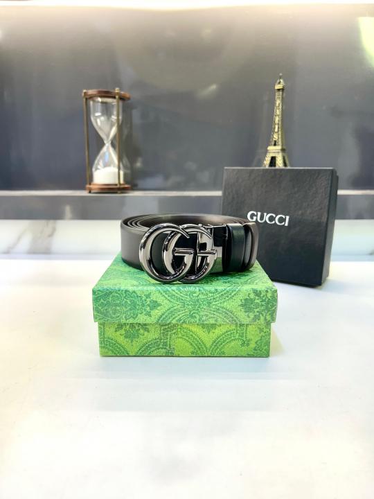 Gucc_i Grey Glossy Reversible Belt Fa 643