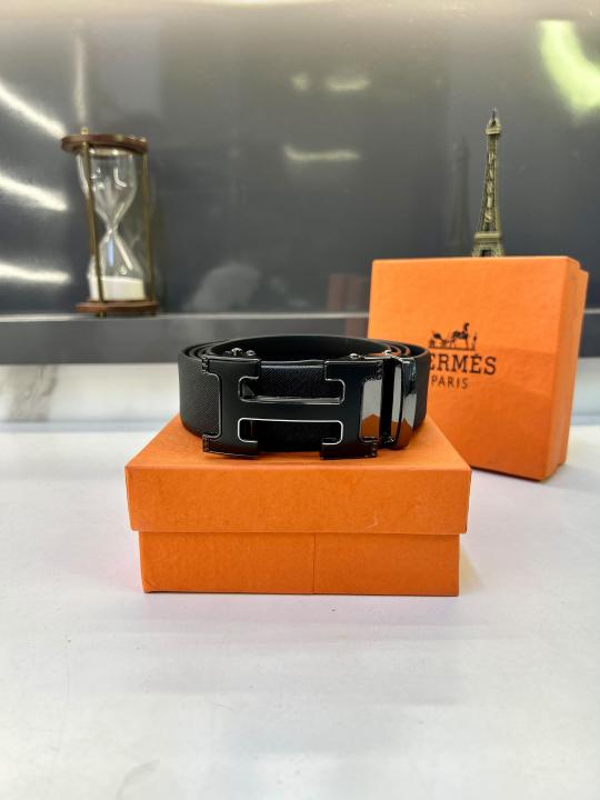 Herme_s Glossy Auto Lock Black Belt Fa 920