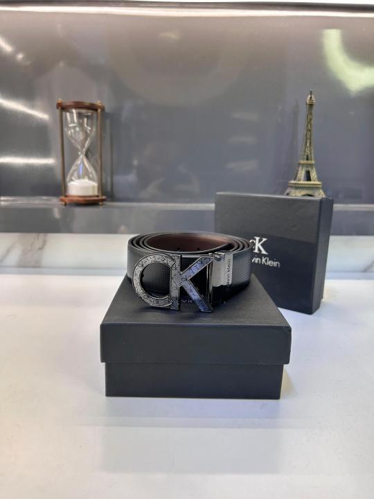 Ck_Calvin Glossy Black Reversible Belt Fa 340