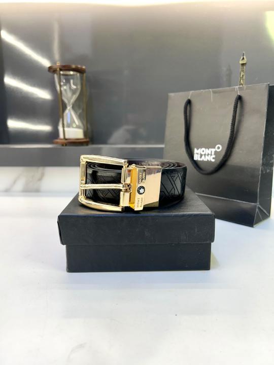 Mont_Blanc Golden Glossy Reversible Belt Fa 856