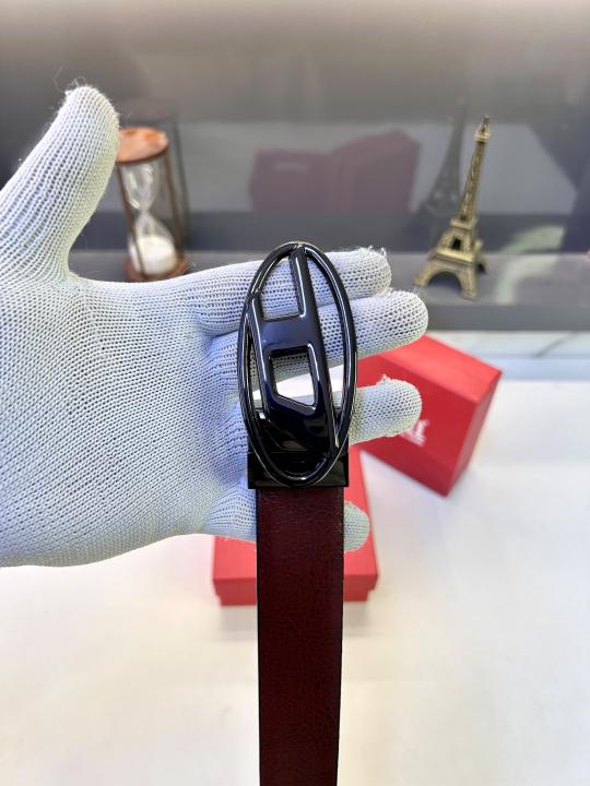 Diese_l Black Glossy Reversible Belt Fa 913