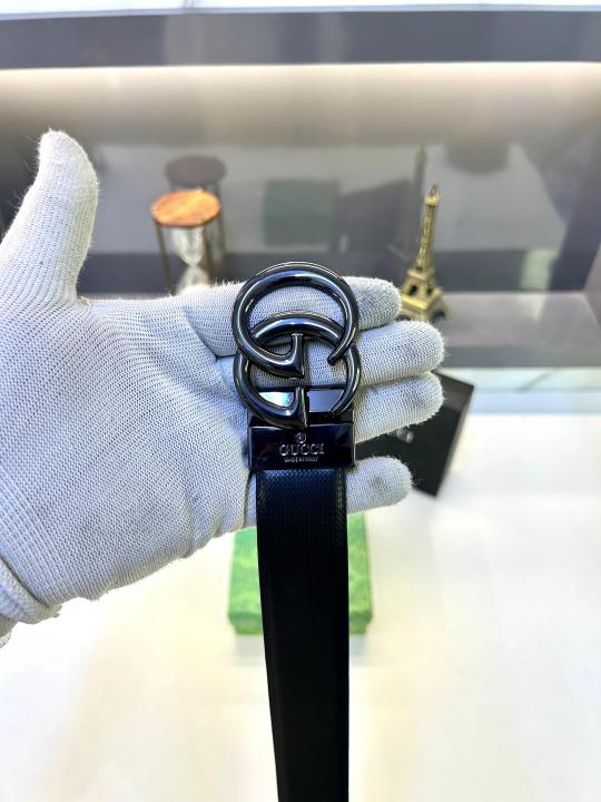 Gucc_i Glossy Reversible Belt Black Fa 667