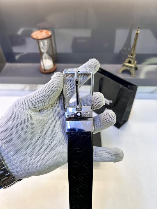 Mont_Blanc Glossy Silver Reversible Belt Fa 858