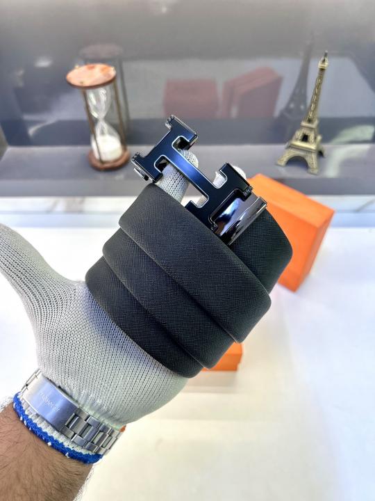 Herme_s Glossy Auto Lock Black Belt Fa 920