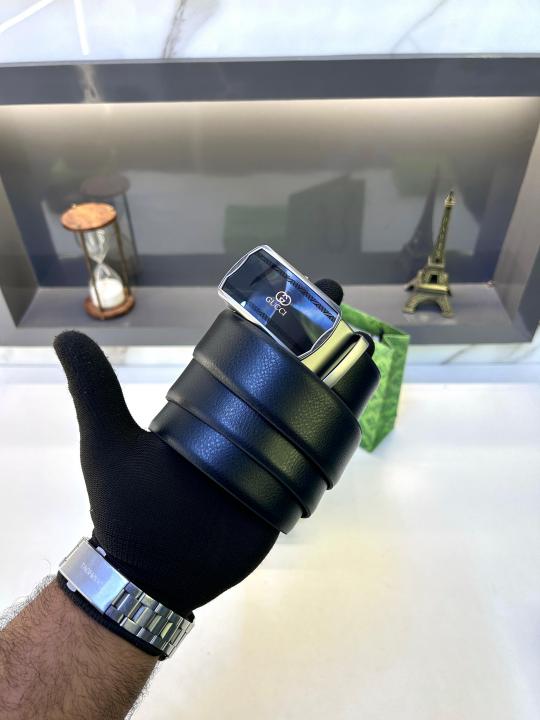 Gucc_i Auto Lock Black Grey Belt Fa 748