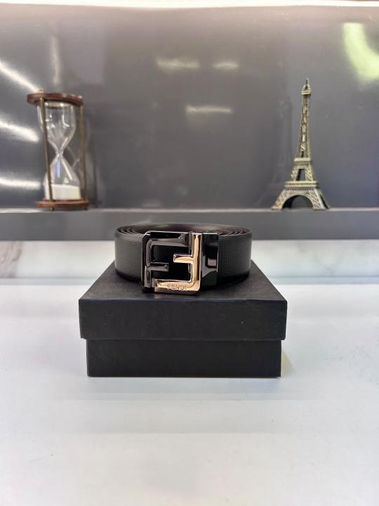 Fend_i Black Golden Reversible Belt Fa 761