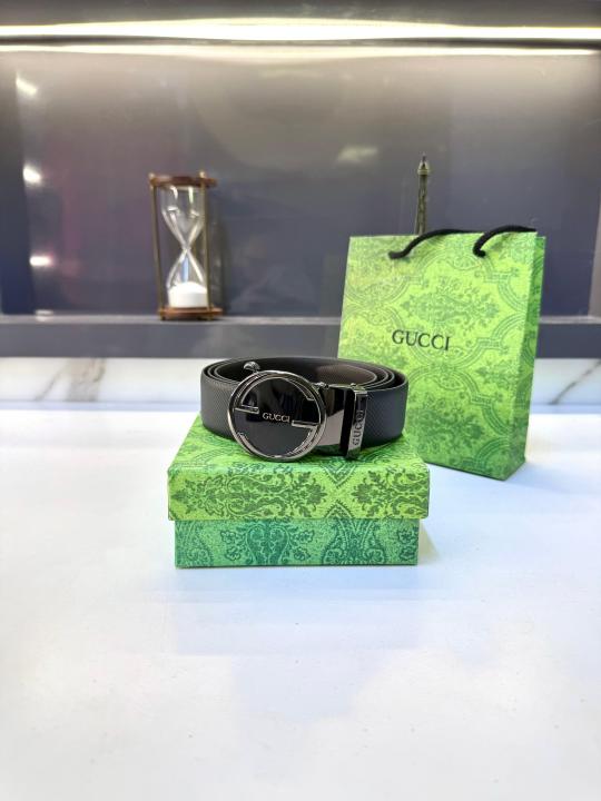Gucc_i Glossy Black Belt Fa 489