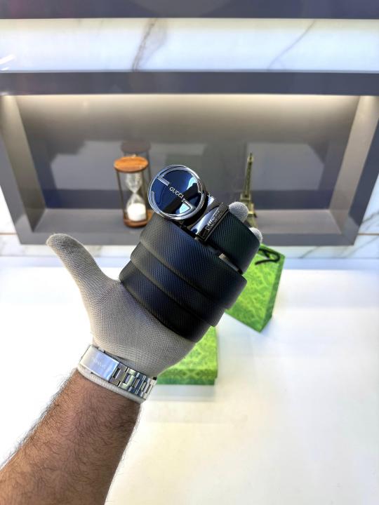 Gucc_i Glossy Black Belt Fa 489