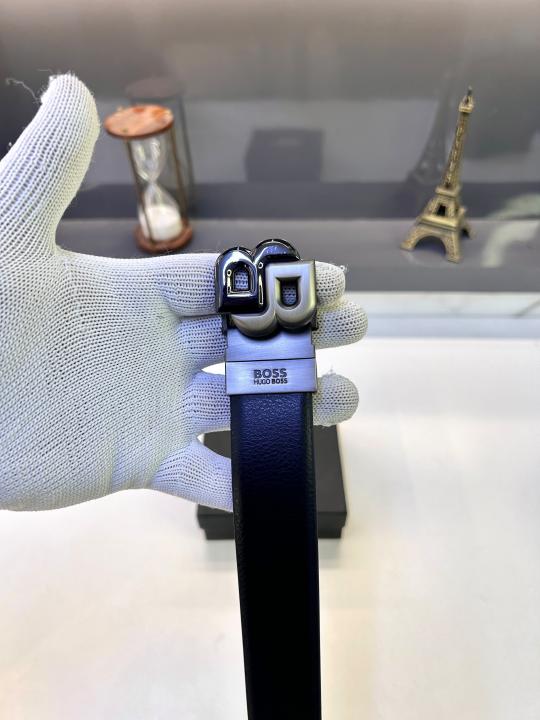 Boss_ Black Grey Reversible Belt Fa 762