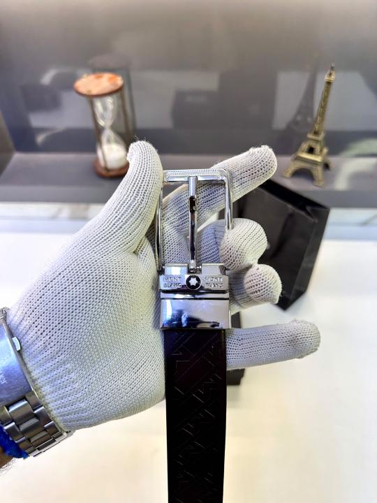 Mont_Blanc Glossy Silver Reversible Belt Fa 858