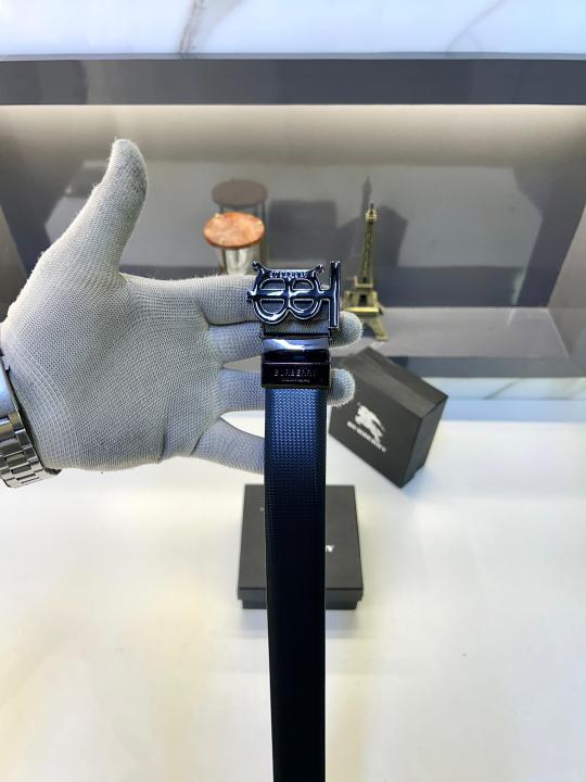 Burberr_y Glossy Black Reversible Belt Fa 404
